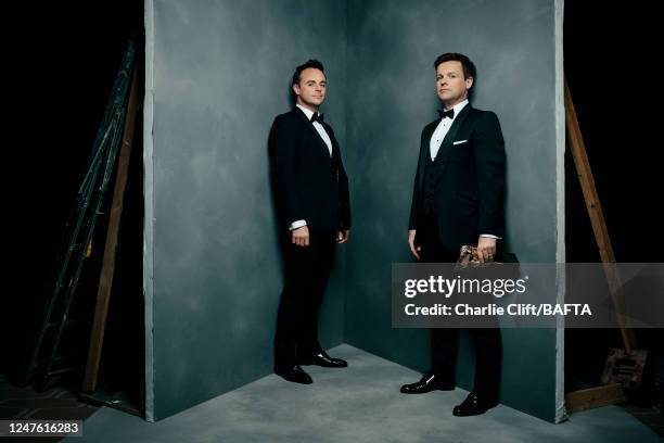 Tv presenters Ant & Dec aka Anthony McPartlin and Declan Donnelly are photographed for BAFTA's Virgin Media British Academy Television Awards on May...
