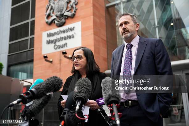 Figen Murray, mother of victim Martyn Hett, makes a statement outside Manchester Magistrates' Court as the final report on the Manchester Arena...