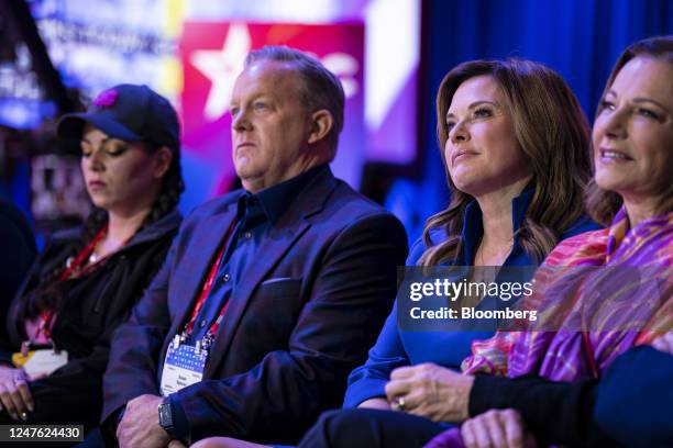 Sean Spicer, former White House press secretary, center left, and Mercedes Schlapp, former White House director of strategic communications, center...