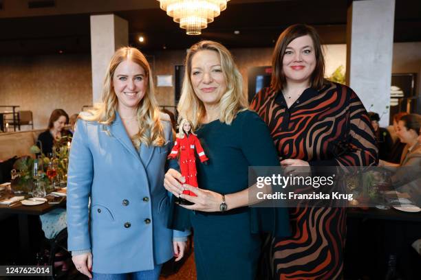 Anne Polsak, Antje Boetius and Katharina Fegebank attend the Barbie Female Rolemodel Lunch in honour of Antje Boetius on March 2, 2023 in Hamburg,...