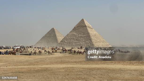 View of the Great Pyramid of Giza after a new secret passage discovered at the pyramid in Giza, Egypt on March 02, 2023. The passage believed to lead...