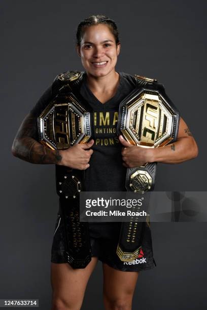 Amanda Nunes of Brazil poses for a photo backstage during the UFC 250 event at UFC APEX on June 06, 2020 in Las Vegas, Nevada.