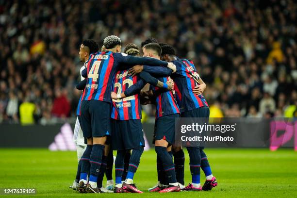 Franck Kessie central midfield of Barcelona and Cote d'Ivoire celebrates after scoring his sides first goal during the Copa del Rey semi-final first...