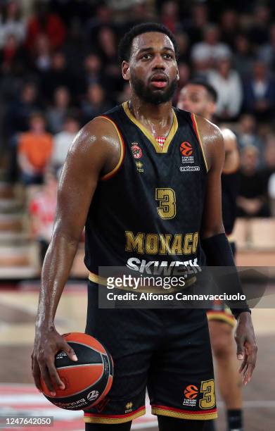Jordan Loyd, #3 of AS Monaco in action during the 2022-23 Turkish Airlines EuroLeague Regular Season Round 26 game between AS Monaco and Maccabi...