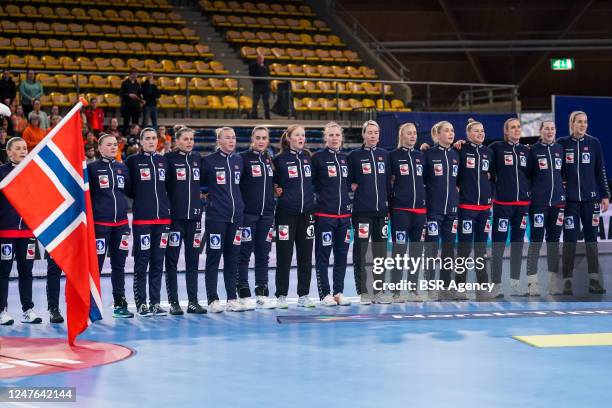 Team of Norway with Stine Skogrand of Norway, Sunniva Andersen of Norway, Vilde Ingstad of Norway, Katrine Lunde of Norway, Anniken Wollik of Norway,...