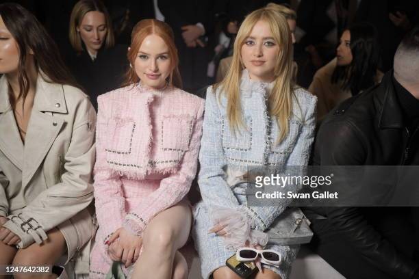 Madelaine Petsch and Kathryn Newton at Givenchy Fall 2023 Ready To Wear Fashion Show on March 2, 2023 at the Military School in Paris, Fashion.