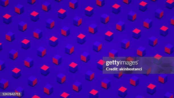 3d abstract cube blocks background - blockchain pattern stock pictures, royalty-free photos & images