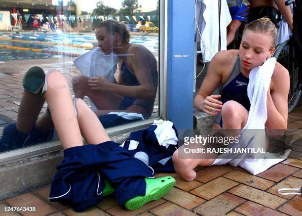 United States' swimmer Jessica Long gets ready to participate in the final heats during the International Paralympiic Committee 2006 World Swimming...