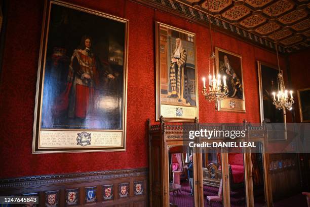 Portrait of the Speaker of the House of Commons, Robert Harley, is seen in The State Bedroom in the Palace of Westminster in London on February 9,...