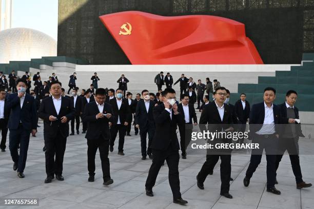 People visit the Museum of the Communist Party of China in Beijing on March 3 ahead of the opening of the annual session of the National Peoples...