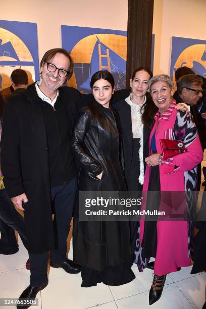 Luca Babini, Celia Babini, Bonnie Young and Alba Clemente attend Francesco Clemente, Angelus Novus Opening on March 2, 2023 at Vito Schnabel Gallery...