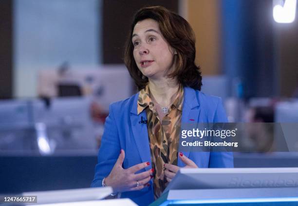Estelle Brachlianoff, chief executive officer of Veolia Environnement SA, during a Bloomberg Television interview in London, UK, on Friday, March 3,...