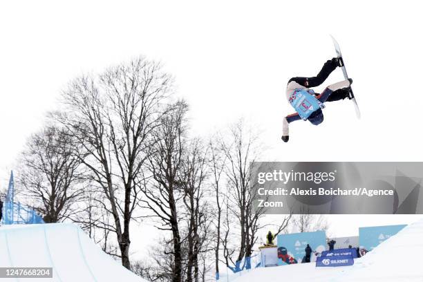 Elizabeth Hosking of Team Canada wins the silver medal during the FIS Snowboard World Championships Men's and Women's Halfpipe on March 3, 2023 in...