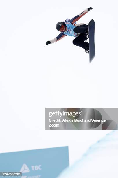 Elizabeth Hosking of Team Canada wins the silver medal during the FIS Snowboard World Championships Men's and Women's Halfpipe on March 3, 2023 in...