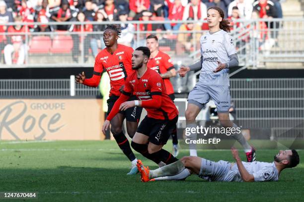 Lesley UGOCHUKWU - 97 Yanis MASSOLIN - 19 Amine GOUIRI - 04 Mateusz WIETESKA during the Ligue 1 Uber Eats match between Stade Rennais and Clermont...