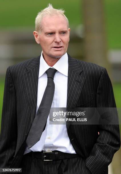 Former England footballer Paul Gascoigne leaves a Thanksgiving Service to remember the life of former England football manager Sir Bobby Robson, at...