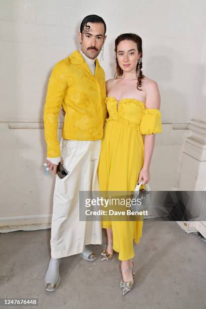 Nelson Tiberghien and Isabelle Chaput of Young Emperors attend the Nina Ricci Womenswear Fall Winter 2023-2024 show as part of Paris Fashion Week on...