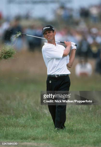 Andrew Coltart of Scotland plays from the rough during the third round of the 128th Open Championship at Carnoustie Golf Links on July 17, 1999 in...