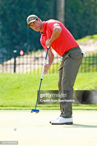 Golfer Adam Scott putts on the 16th hole during the second round of the Arnold Palmer Invitational on March 3, 2023 at Arnold Palmer's Bay Hill Club...