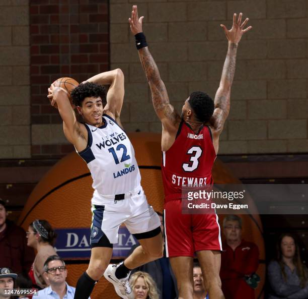 March 3: D. J. Carton of the Iowa Wolves passes the ball against the Sioux Falls Skyforce at the Sanford Pentagon on March 3, 2023 in Sioux Falls,...
