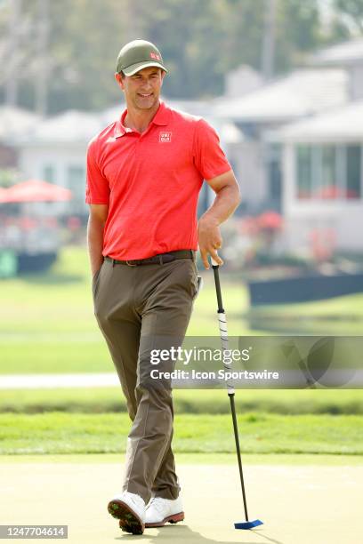 Golfer Adam Scott putts on the 16th hole during the second round of the Arnold Palmer Invitational on March 3, 2023 at Arnold Palmer's Bay Hill Club...