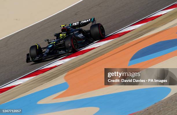 Mercedes' Lewis Hamilton during third practice on qualifying day of the Bahrain Grand Prix at the Bahrain International Circuit, Sakhir. Picture...