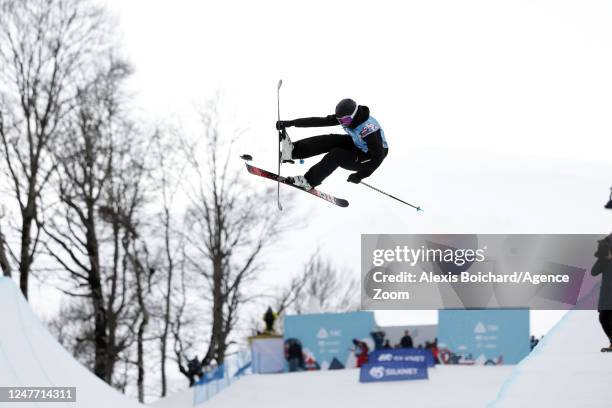 Jon Sallinen in action during the FIS Freestyle World Ski Championships Men's and Women's Free Ski Halfpipe on March 4, 2023 in Bakuriani, Georgia.