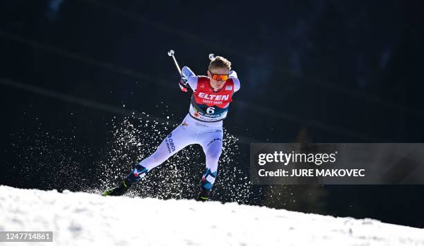 Norway's Jens Luraas Oftebro competes in the Mens Nordic Combined Gundersen Large Hill HS138/10km competition of the FIS Nordic World Ski...