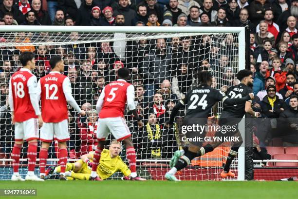 Bournemouth's Danish midfielder Philip Billing celebrates after scoring his team first goal during the English Premier League football match between...