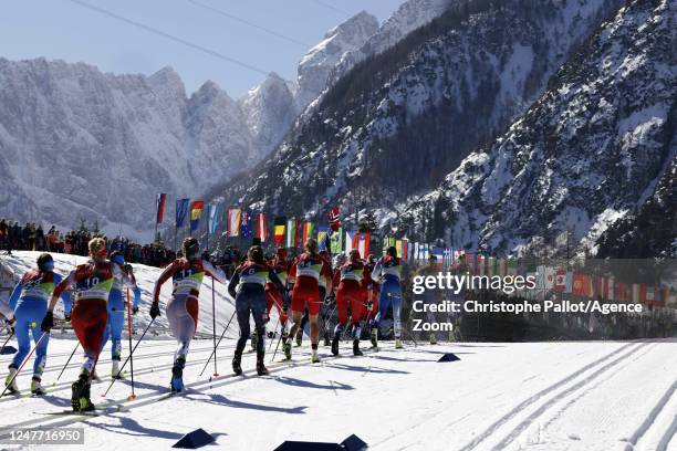 General view during the FIS Nordic World Ski Championships Cross Country Women's 30 km Mass Start on March 4, 2023 in Planica, Slovenia.