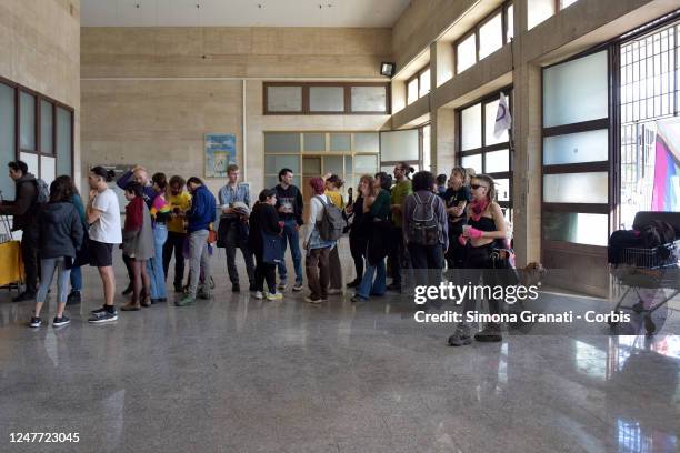 Transfeminist activists and ecologists of LEA Berta Cáceres occupy the premises of the Prenestina Station,on March 04, 2023 in Rome, Italy....