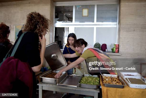 Transfeminist activists and ecologists of LEA Berta Cáceres occupy the premises of the Prenestina Station,on March 04, 2023 in Rome, Italy....