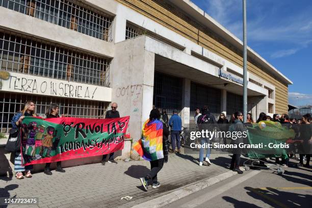 Transfeminist activists and ecologists of LEA Berta Cáceres occupy the premises of the Prenestina Station,on March 04, 2023 in Rome, Italy....