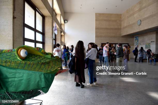 Transfeminist activists and ecologists of LEA Berta Cáceres occupy the premises of the Prenestina Station,on March 04, 2023 in Rome, Italy....