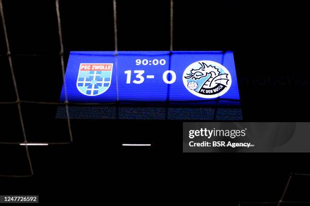 Zwolle beat FC Den Bosch with 13-0, historic moment during the Keuken Kampioen Divisie match between PEC Zwolle and FC Den Bosch at the MAC3PARK...