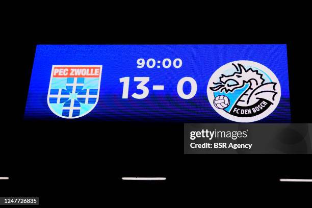 Zwolle beat FC Den Bosch with 13-0, historic moment during the Keuken Kampioen Divisie match between PEC Zwolle and FC Den Bosch at the MAC3PARK...