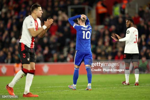 James Maddison of Leicester City during the Premier League match between Southampton FC and Leicester City at St. Mary's Stadium on March 4, 2023 in...