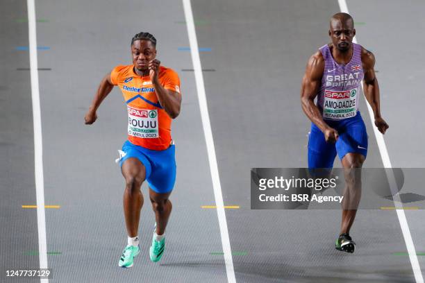Raphael Bouju of the Netherlands competing in the 60m Men during Day 1 of the European Athletics Indoor Championships at the Atakoy Athletics Arena...