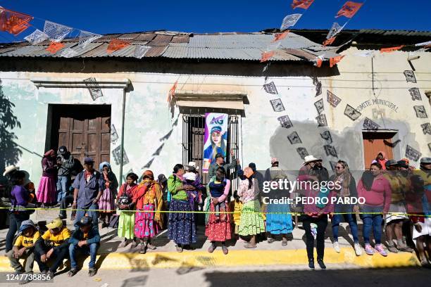 People watch the children's race during the first day of activities of the ultra marathon "Caballo Blanco" in Urique, Chihuahua state, Mexico, on...