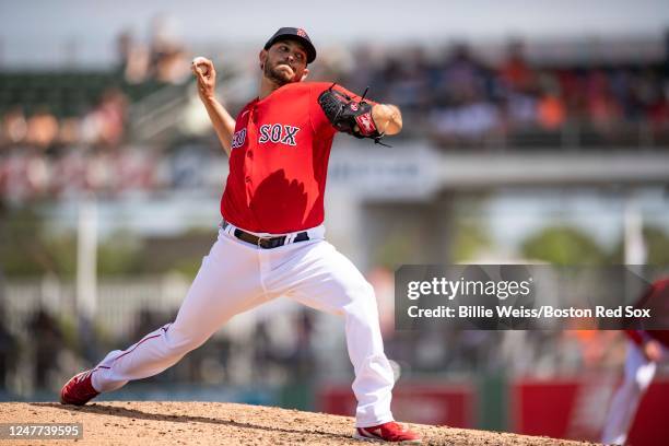 Jacob Faria of the Boston Red Sox delivers during the second inning of a Spring Training Grapefruit League game against the Houston Astros on March...