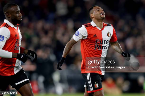 Danilo Pereira of Feyenoord celebrates 1-0 during the Dutch Eredivisie match between Feyenoord v FC Groningen at the Stadium Feijenoord on March 4,...