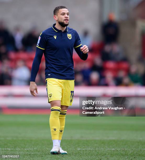 Oxford United's Marcus Browne during the Sky Bet League One between Lincoln City and Oxford United at LNER Stadium on March 4, 2023 in Lincoln,...