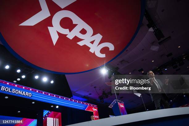 Jair Bolsonaro, Brazil's former president, speaks during the Conservative Political Action Conference in National Harbor, Maryland, US, on Saturday,...