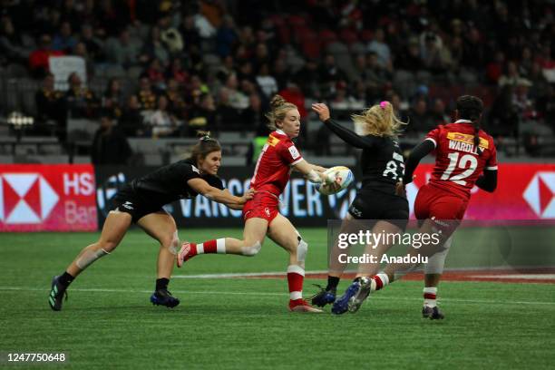 Piper Logan of Canada in action during the World Rugby Women's Sevens Series match between Canada and New Zealand at BC Place Stadium in Vancouver,...