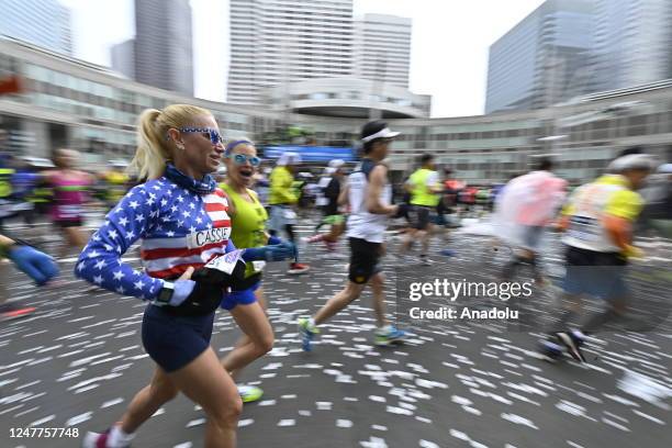 Runners are seen during the departure of the Tokyo Marathon 2023 on March 5th in Tokyo, Japan.