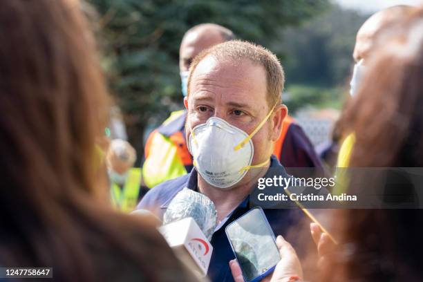The president of Alcoa works council, José Antonio Zan, talks with press on June 7, 2020 in Viveiro,Lugo, Spain. Alcoa workers are once again taking...