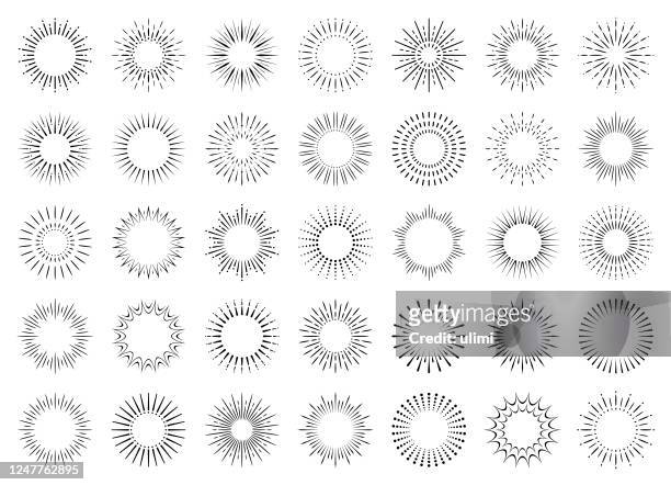 geometrische sunburst set - circle stock-grafiken, -clipart, -cartoons und -symbole