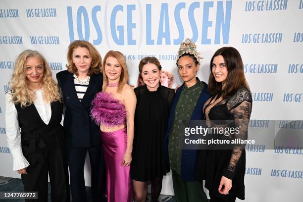 March 2023, Bavaria, Munich: Actresses Ute Bronder, Valentina Sauca, , Silke Popp, Josefina Vilsmaier, Salber Williams and Mirijam Verena Jeremic...