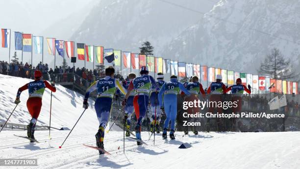 Paal Golberg of Team Norway in action, Martin Loewstroem Nyenget of Team Norway in action, Andrew Musgrave of Team Great Britain in action, Francesco...