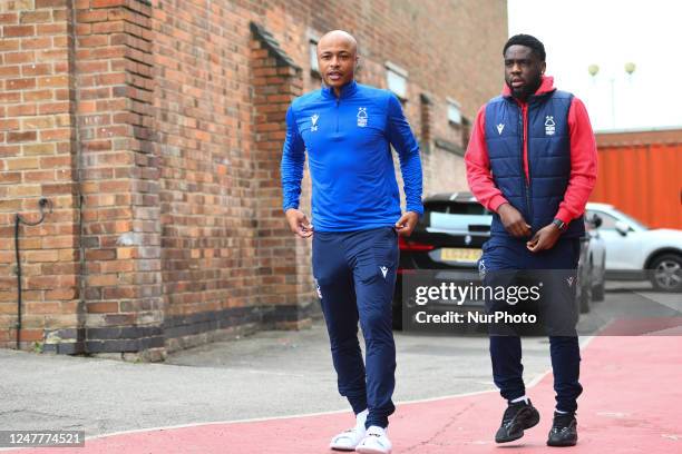 Andr Ayew of Nottingham Forest and Orel Mangala of Nottingham Forest during the Premier League match between Nottingham Forest and Everton at the...